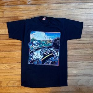 Ultra Rare Mickey Mouse on motorcycle  Black Graphic T-Shirt